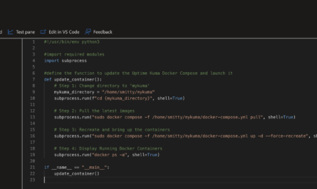 azure automation edit screen for uptime kuma updates